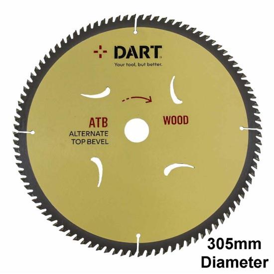 DART SSK3053060 Gold Circular TCT Wood Cutting Saw Blade; Alternate Top Bevel (ATB); 3.0mm Kerf; 2.0mm Plate; 305mm x 60 Teeth x 30mm Bore