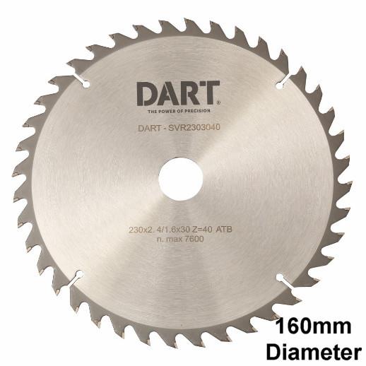 DART SVR1602048 Silver Circular TCT Wood Cutting Saw Blade; 2.2mm Kerf; 1.6mm Plate; 160mm x 48 Teeth x 20mm Bore