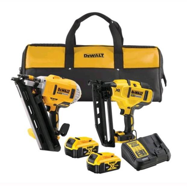 Dewalt DCK2046P2 XR Nailer Twin Pack; 18 Volt; 2 x 5.0 Ah XR Li-Ion Batteries; Charger; Supplied In Toolbag