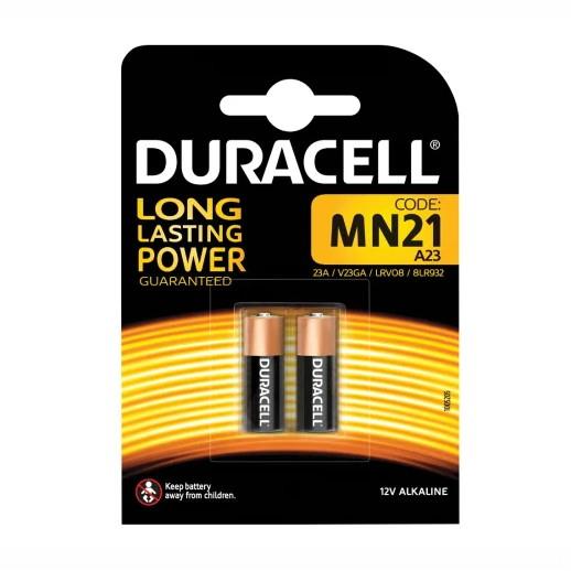 Duracell MN21 A23 LRV08 Long Lasting Power Battery; 12 Volt Alkaline; Pack (2)