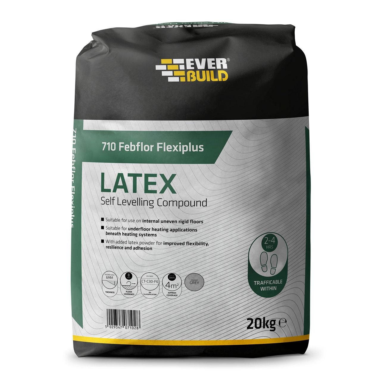 Everbuild 710 Febflor Flexiplus Latex Self Levelling Compound; Grey (GR); 20 kg