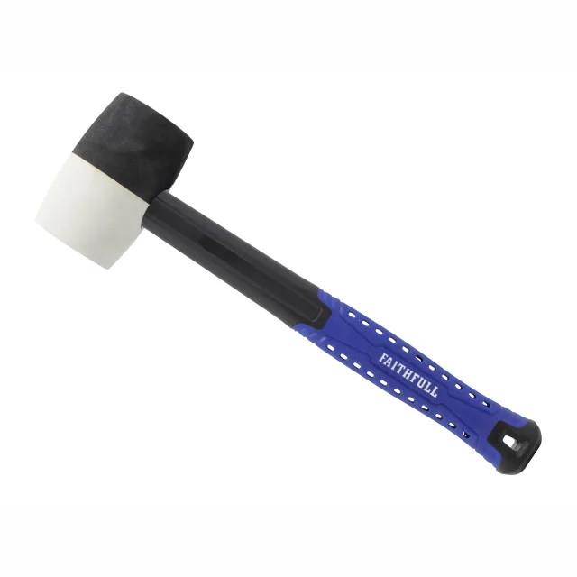 Faithfull FAIRMBWF16 Rubber Mallet; Fibreglass Shaft; Combination Black (BK) & White (WH); 16oz