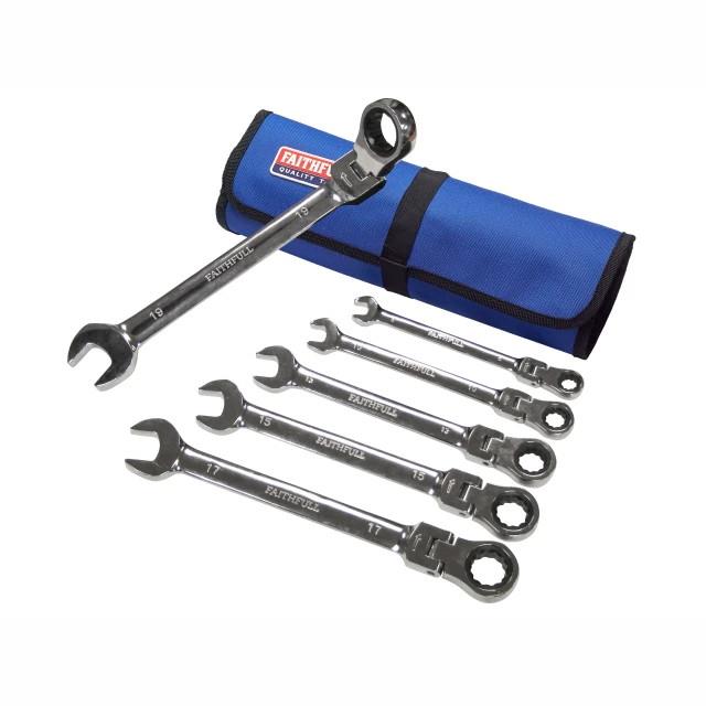 Faithfull FAISPARAT6SR 6 Piece Ratcheting Combi Spanner Set; Sizes: 8 to 19mm