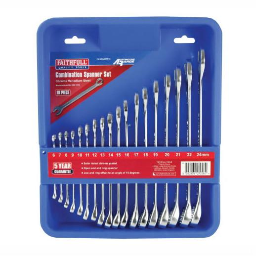 Faithfull FAISPASETC18 Combination Spanner Set; 18 Piece; 6 - 24mm