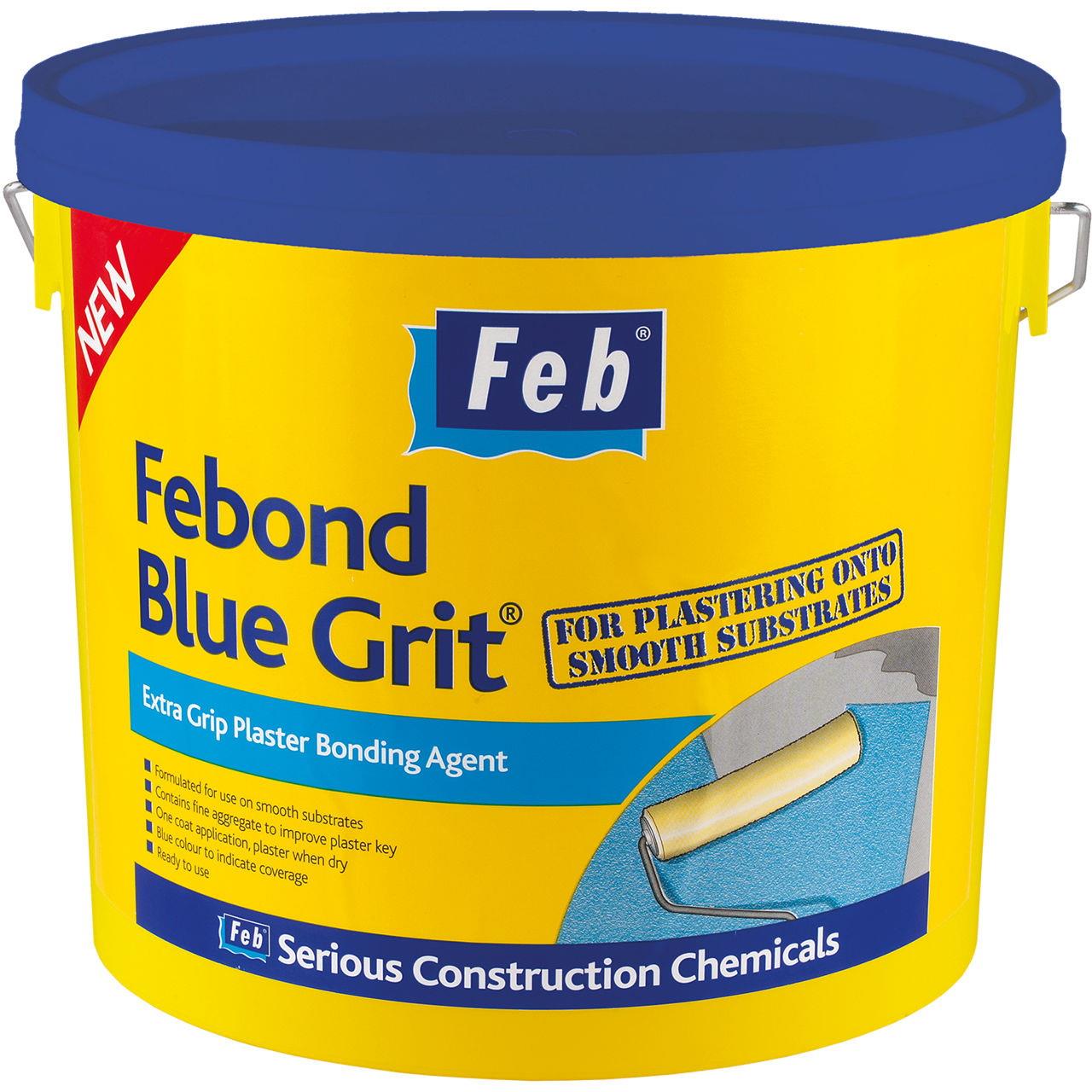 Febond Blue Grit, Extra Grip Plaster Bonding Agent; 5 Litre