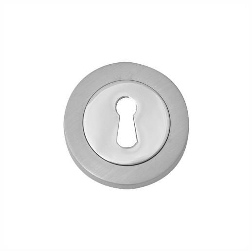 Fortessa FESC-SN/NP Standard Keyhole Escutcheon; 52 x 10mm; Satin Nickel Plated/Polished Nickel Plated (SNP)(NP) Mixed Finish