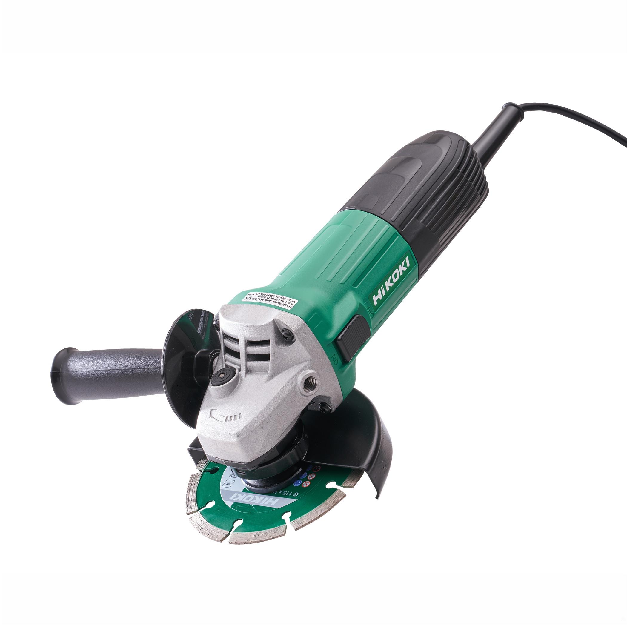 HiKoki G12STX 115mm Angle Grinder; 240 Volt; 580 Watt; Complete With Diamond Blade