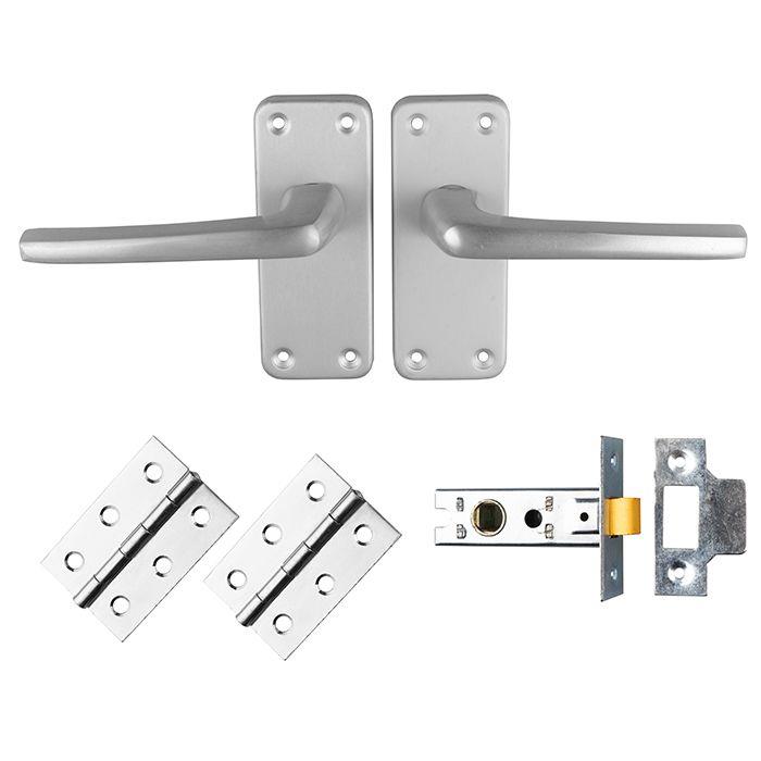 Carlisle SAA22 Contract Lever Latch Handle Internal Door Pack; 102mm x 41mm Back Plate; Includes Pair Hinges; 2 1/2