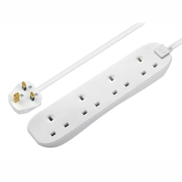 Masterplug BFG5N Trailing Extension Lead; 4-Gang; 13 Amp; White (WH); 240 Volt; 5 Metre