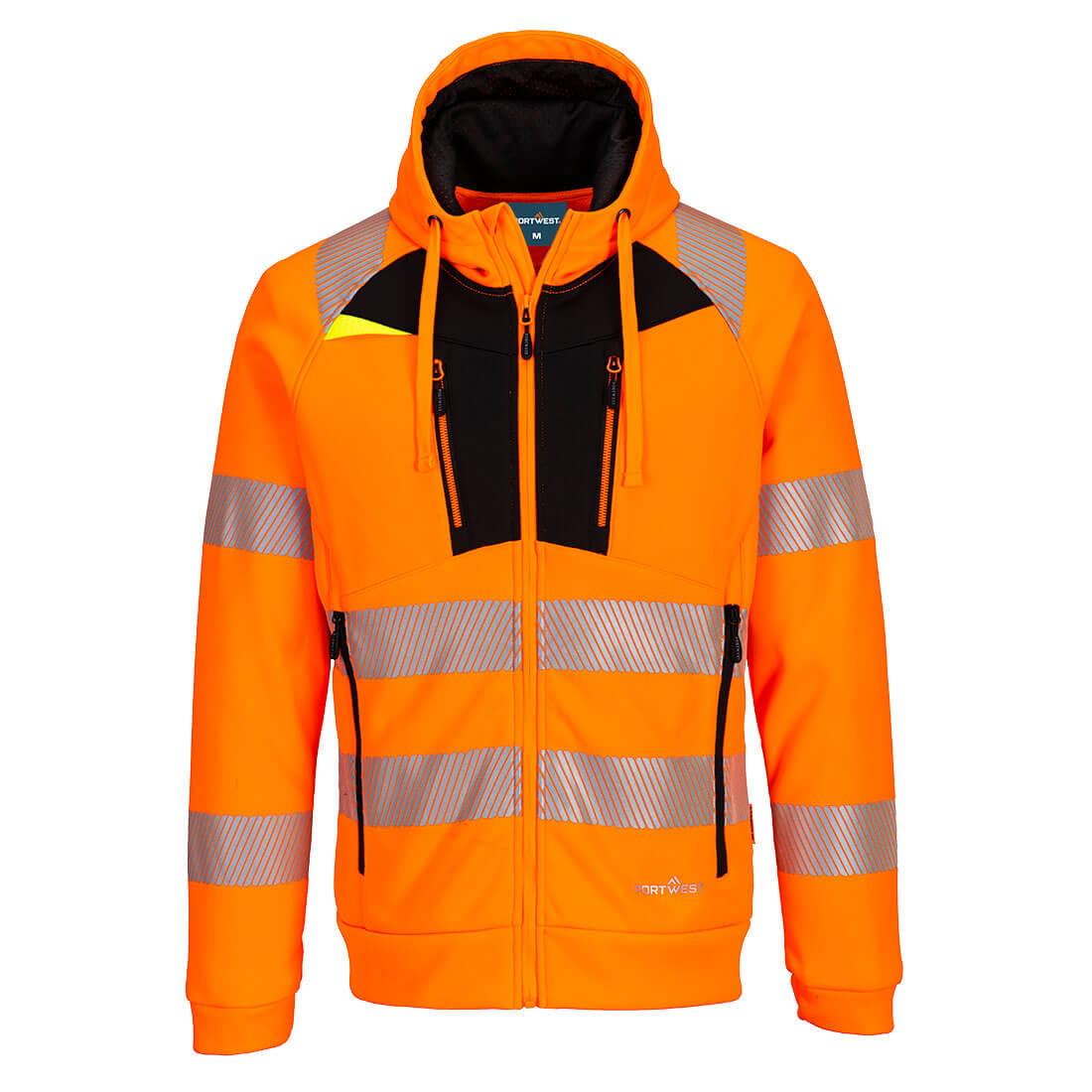 Portwest DX477 Hi-Vis Two Tone Funnel Neck Zipped Sweatshirt; Orange/Black (OR/BK); Medium (M)