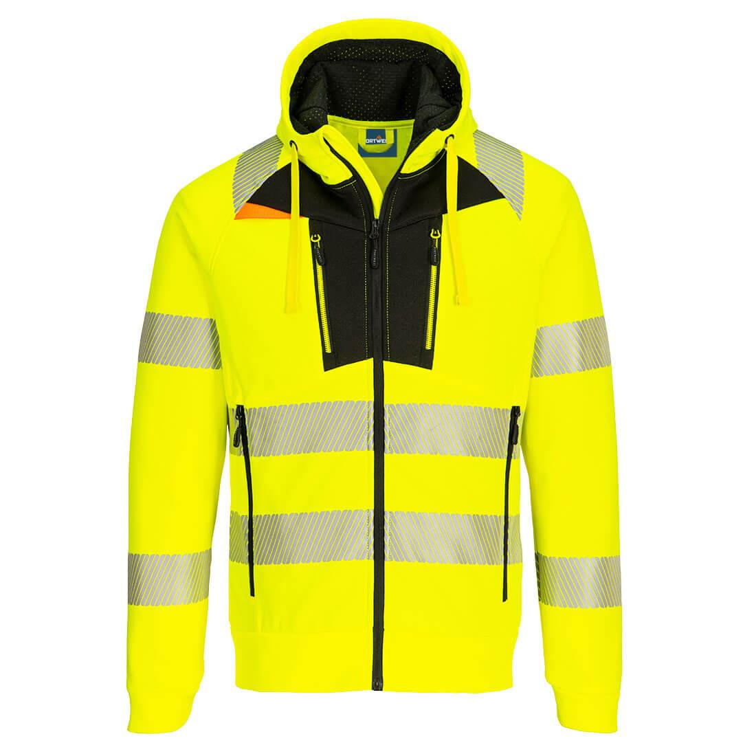 Portwest DX477 Hi-Vis Two Tone Funnel Neck Zipped Sweatshirt; Yellow /Black (YEL/BK); Medium (M)