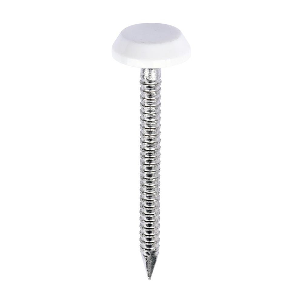 Poly Top Nails; White (WH); 3.20 x 40mm; A4 Stainless Steel; Box (100)