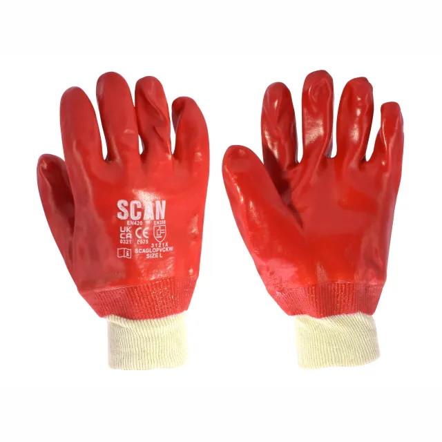 Scan SCAGLOPVCKW PVC Knitwrist Gloves; Large Size 9