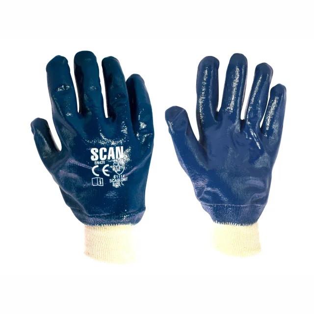 Scan SCAGLONIT Nitrile Knitwrist Heavy-Duty Gloves; Blue (BL)