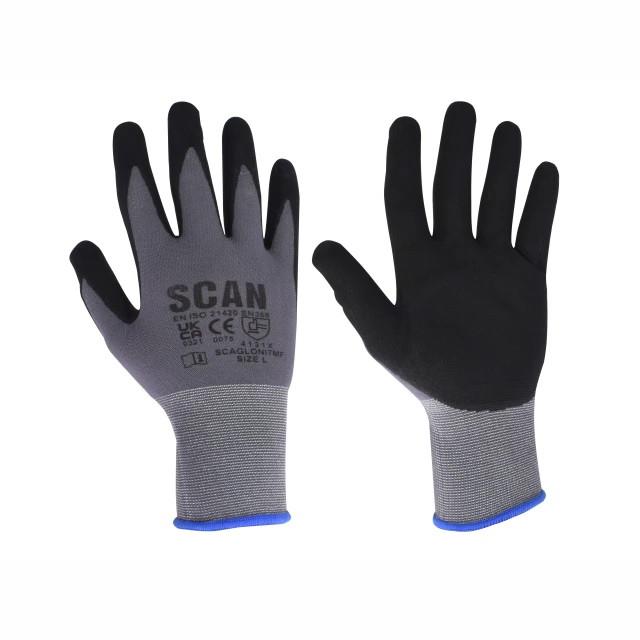 Scan SCAGLONITMF Breathable Microfoam Nitrile Gloves; Size 9 Large (L)