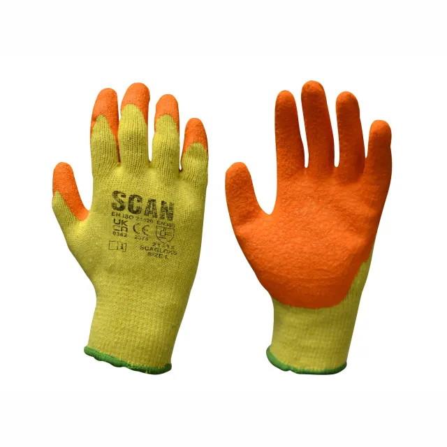 Scan SCAGLOKS Knitshell Latex Palm Coated Gloves; Orange Palm; Large (L) Size 9