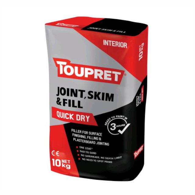 Toupret FGBJSR10GB Quick Dry Joint; Skim & Fill Powder; 10Kg