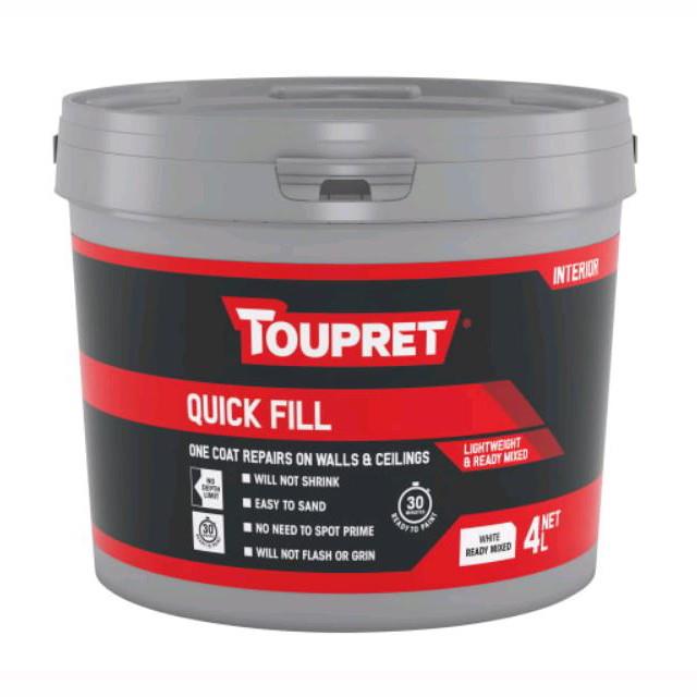 Toupret TTREDLP04GB Quick Fill Interior Ready Mixed Filler; 4 Litre