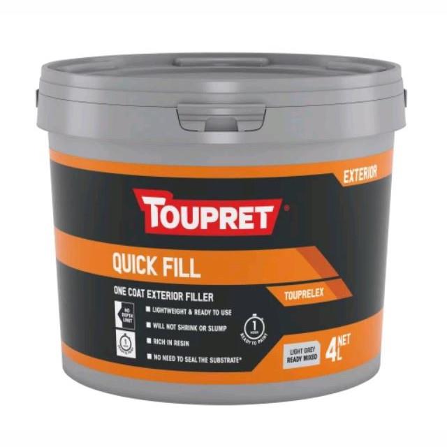 Toupret TTTLX04GB Quick Fill Exterior Ready Mixed Filler; 4 Litre