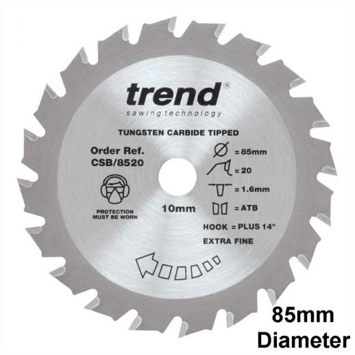 Trend CSB/8520 Craft Circular Saw Blade; 85mm x 20 Teeth x 10mm Bore; 1.6mm Kerf