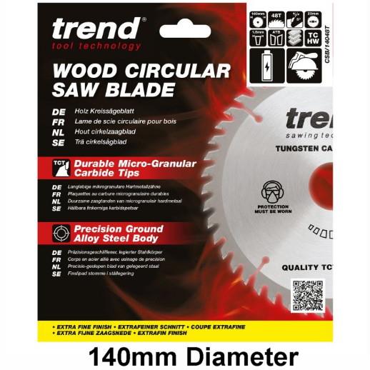 Trend CSB/14048T Craft Cordless Circular Saw Blade; Wood Range; 140mm x 48 Teeth x 20mm Bore; 1.8mm Kerf