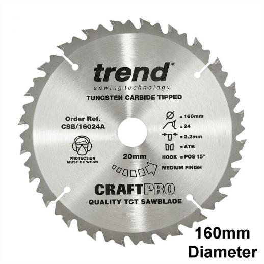 Trend CSB/16024A Craft Circular Saw Blade; 160mm x 24 Teeth x 20mm Bore; 2.2mm Kerf