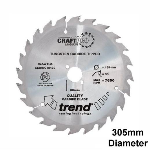 Trend CSB/CC305108 Craft Mitre Saw Crosscut Circular Saw Blade; 305mm x 108 Teeth; 30mm Bore; 3.0mm Kerf