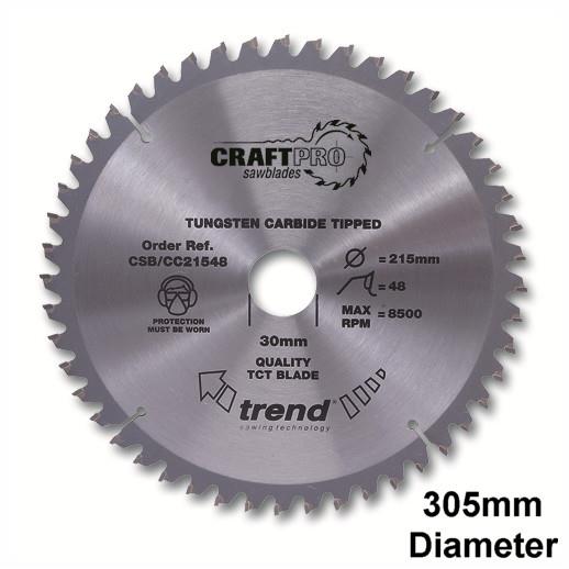 Trend CSB/CC30524 Craft Mitre Saw Crosscut Circular Saw Blade; 305mm x 24 Teeth; 30mm Bore; 3.0mm Kerf