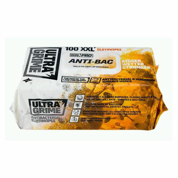 Ultragrime Pro Anti-Bac Cloth Wipes; 38 x 25cm; Pack (100)