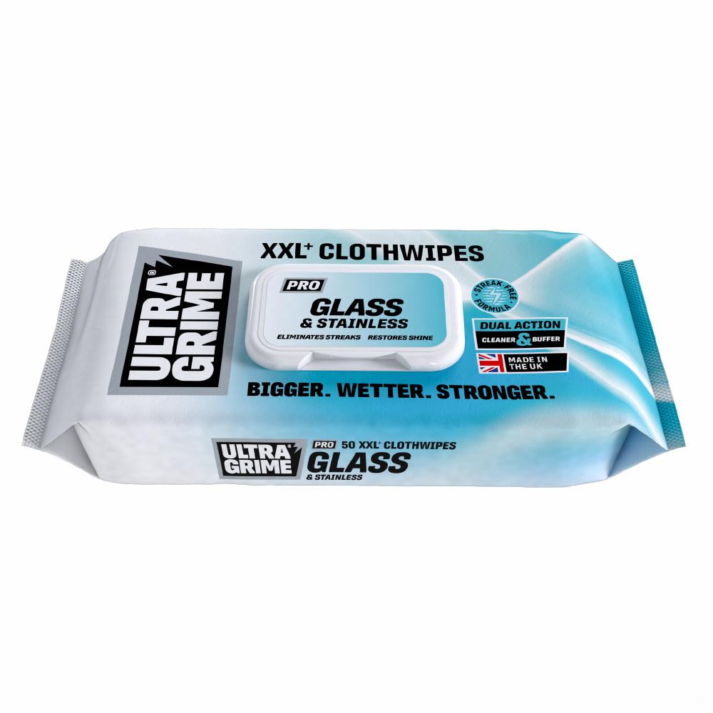 Ultragrime Pro Glass And Stainless Steel Wipes; Pack (50)