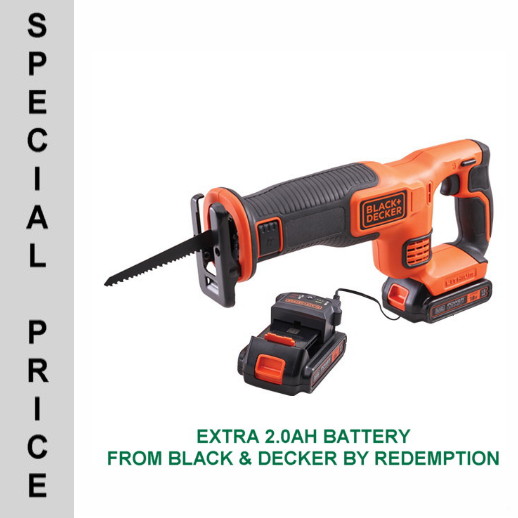 Black And Decker CR18NCI 18 Volt Reciprocating Saw; 1.5Ah Li-Ion Battery & Charger