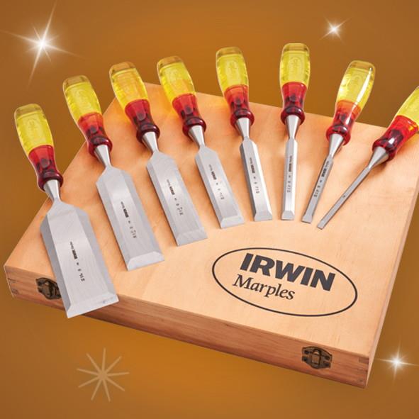 Irwin Marples M373 Splitproof Chisel Set; Bevel Edge; 8 Piece