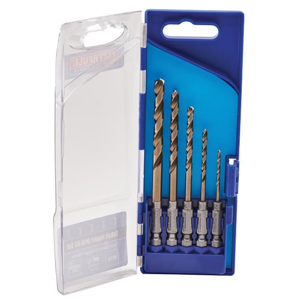 Faithfull FAIQCSET5 Quick Change Cobalt Impact Drill Bit Set; 5 Piece