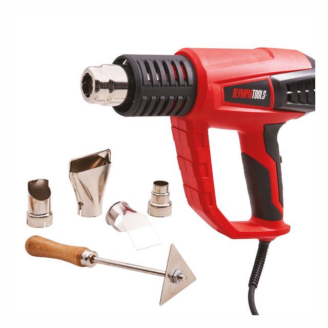 Olympia Powertools HG2000 Hot Air Heat Gun; 3 Heat Settings 50/400/600°C; With 5 Accessories; 2000 Watt; 240 Volt