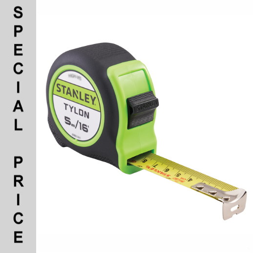 Stanley STHT30602-1 Hi-Vis Tylon Tape; 5 Metre (16ft) (Width 19mm)