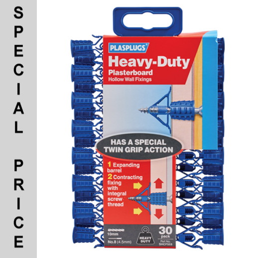 Plasplug SHCF 553 Heavy-Duty Plasterboard Fixings; Pack (30)