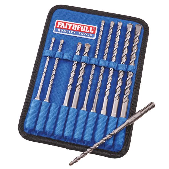 Faithfull FAISDSSET1 SDS Plus Drill Bit Set; 10 Piece Set