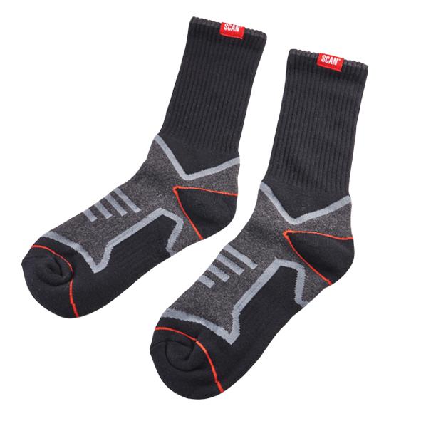 Scan Work Socks; Black (BK); Size 6-12; Twin Pack (2 Pair)