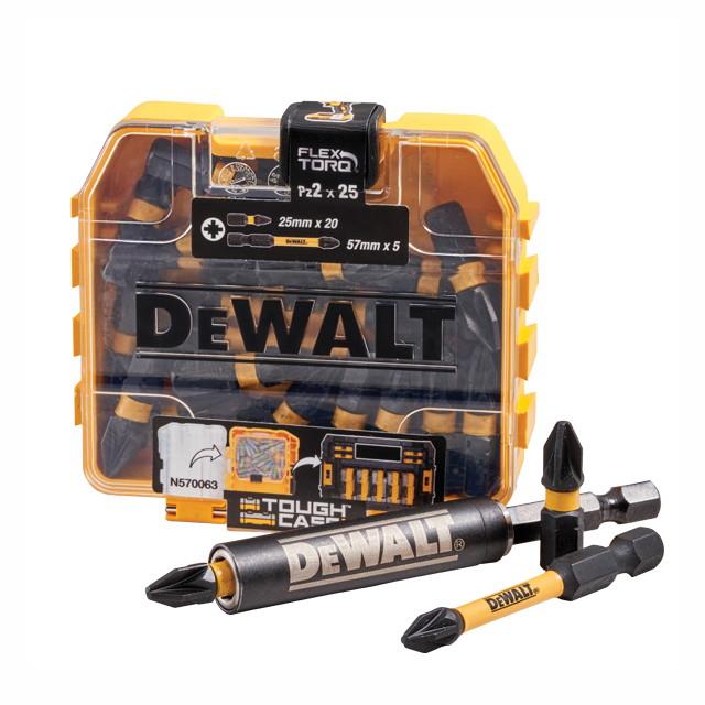 Dewalt DT70591T-QZ 25 Piece PZ2 Impact Screwdriver Bits Box; 20 PZ2 x 25mm + 5 PZ2 x 50mm; With Drive Holder